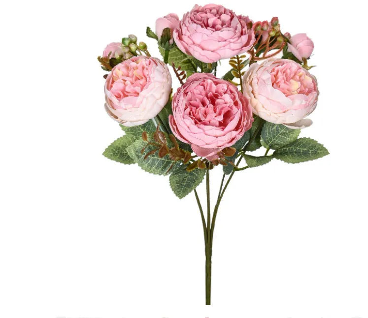 Artificial silk peony bouquet in five colour options for wedding and home decoration