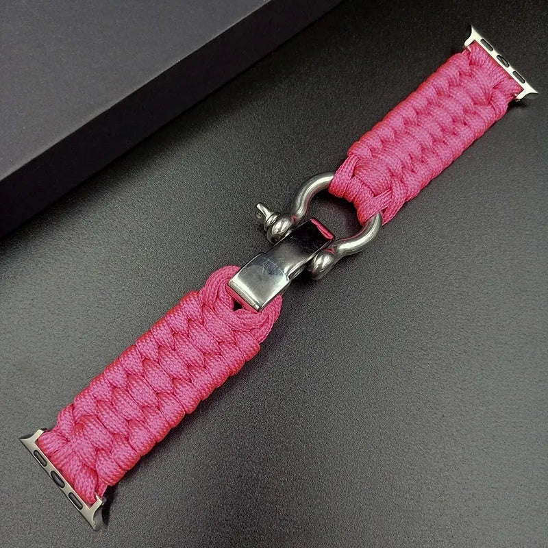 Nylon Apple Watch Strap with Woven Steel Buckle – Compatible with 38/40/42/44/45/49mm – Unisex Sports Band in Multiple Camouflage and Solid Colours – Black, Blue, Green, Red, Rainbow Options Available Including Connector Pieces