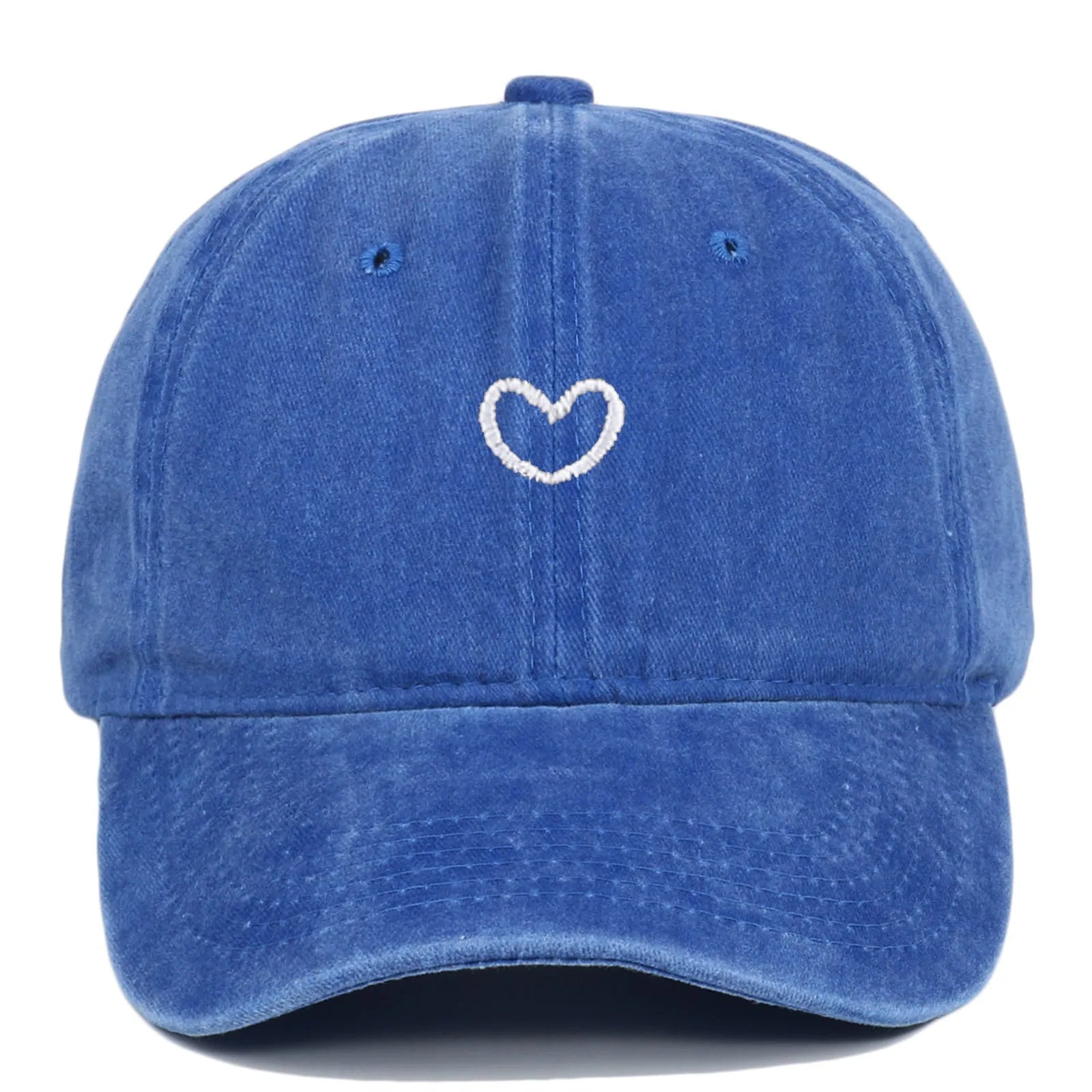 Retro embroidered cotton baseball cap with adjustable sizing in various colours
