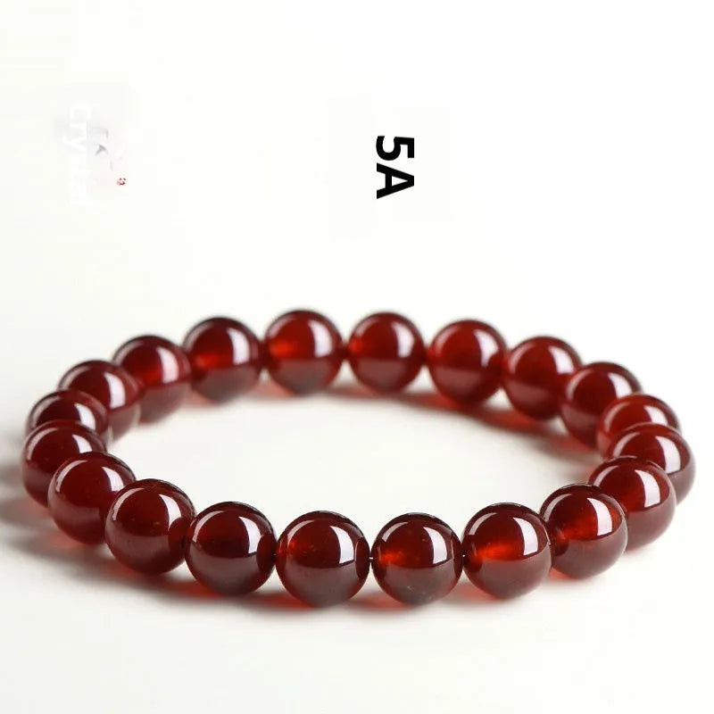 Natural orange red garnet crystal ball bracelet with Ruyi elements in retro unisex design
