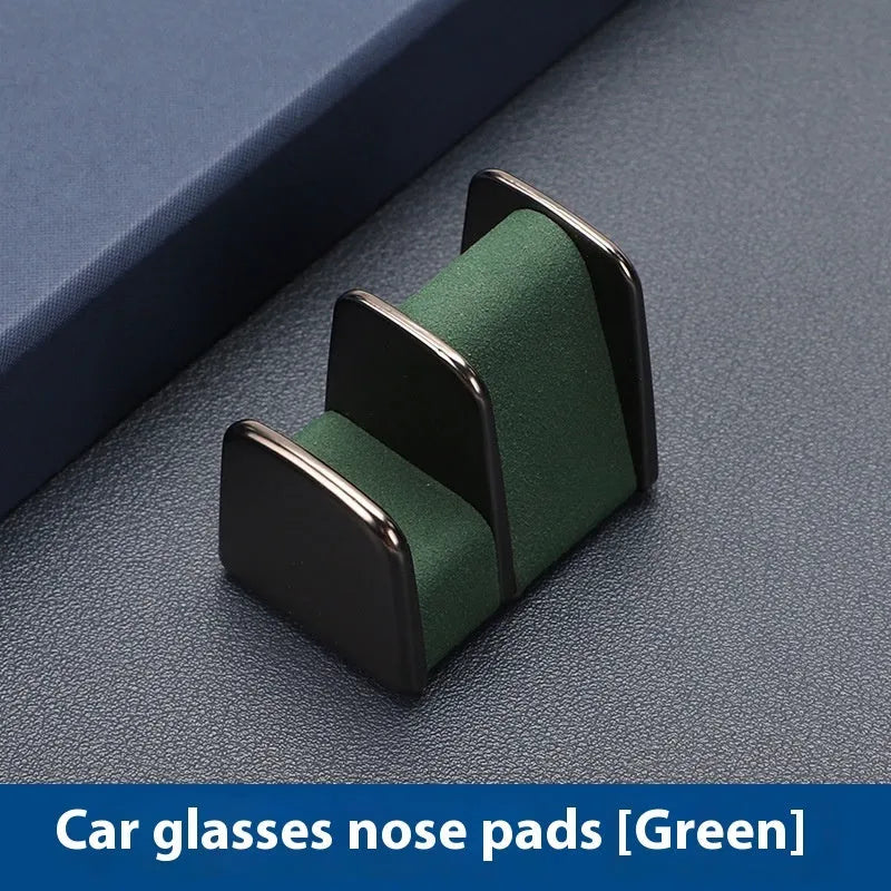 Zinc alloy and leather car dashboard clip for holding sunglasses, in black colour
