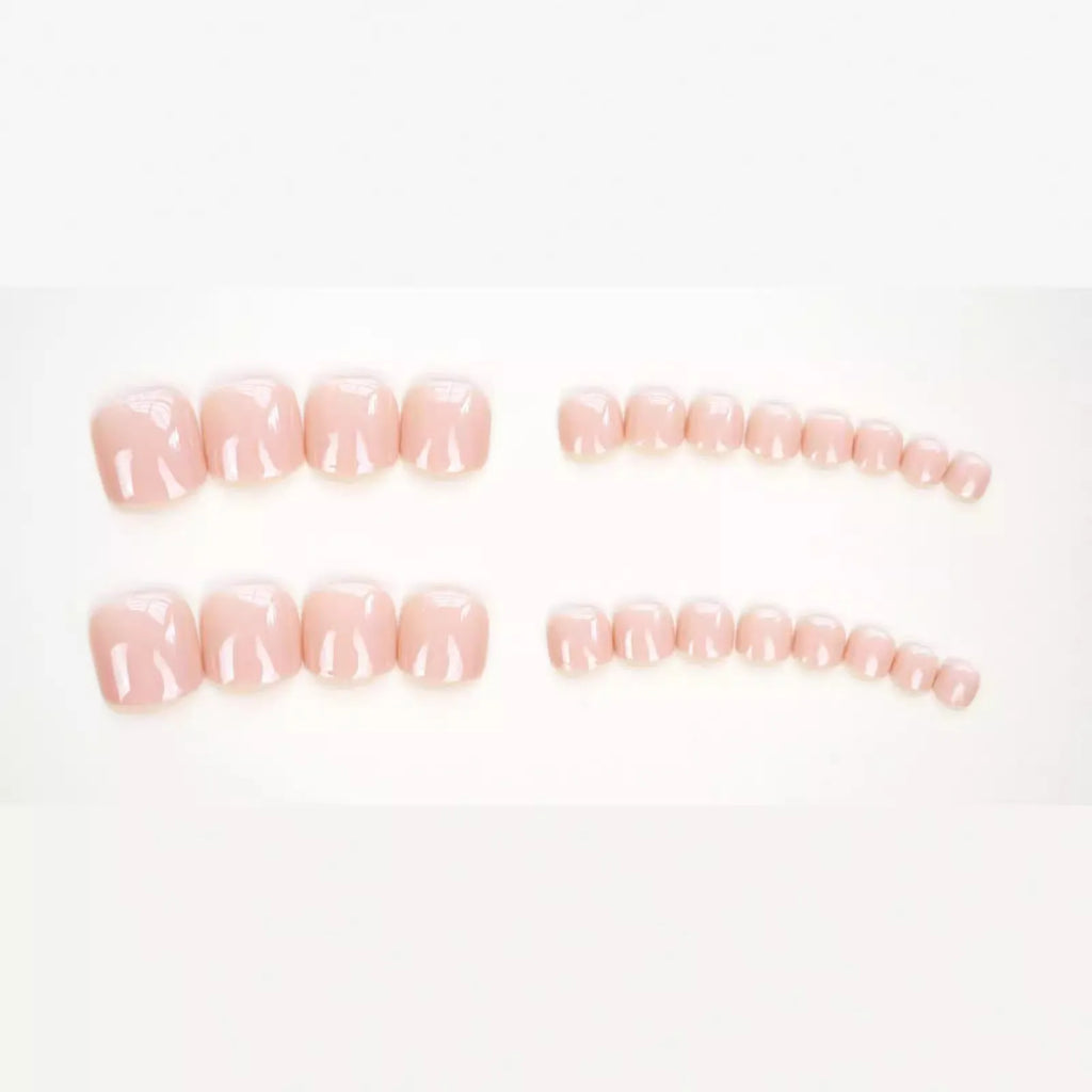 Skin colour J-52 design plastic artificial toe nail stickers with adhesive glue