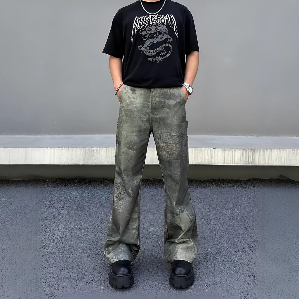 Men's straight leg camouflage jeans with digital pattern in picture colour