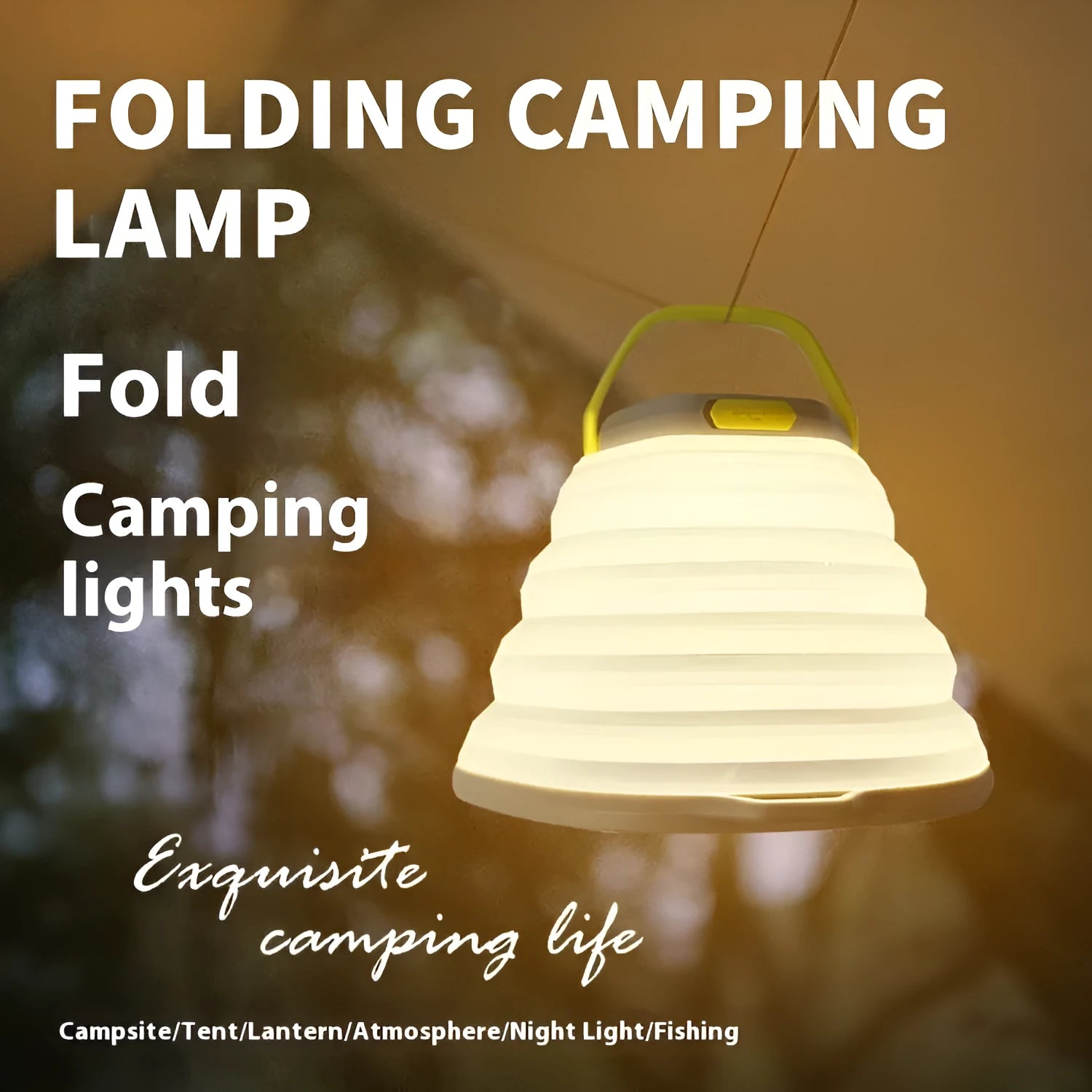 White plastic camping lamp with large battery capacity for outdoor lighting