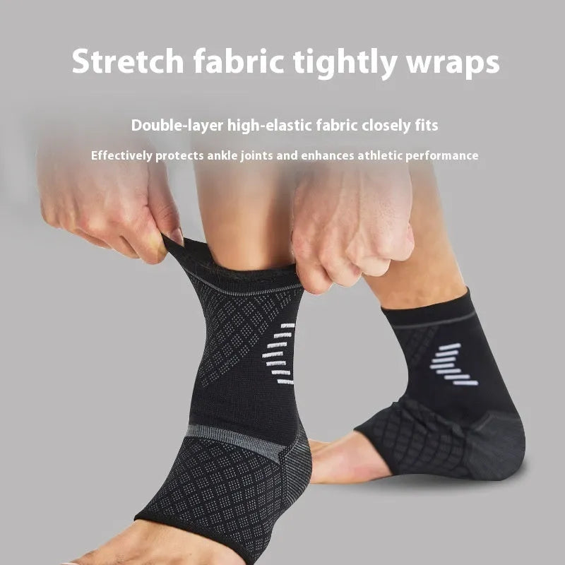 Black ankle support sleeve for basketball and running, size M, lying flat on a surface
