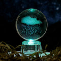 Transparent 6cm crystal ball ornament with inner carving detail and luminous function