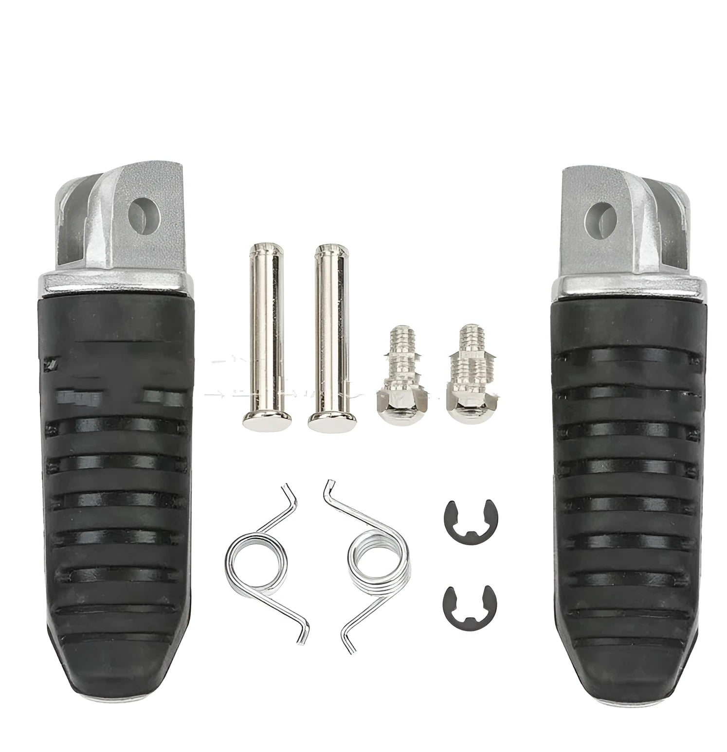 Black aluminium alloy motorcycle footrest pedal set for Suzuki models on a white background.
