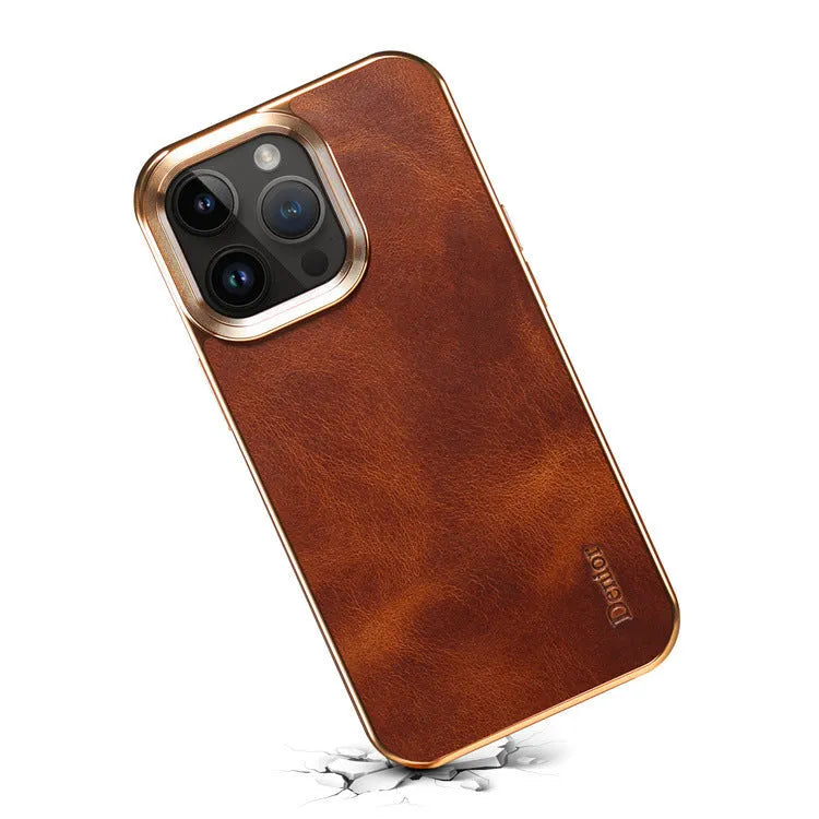 Handmade vintage leather phone case for iPhone with 360 degree protection