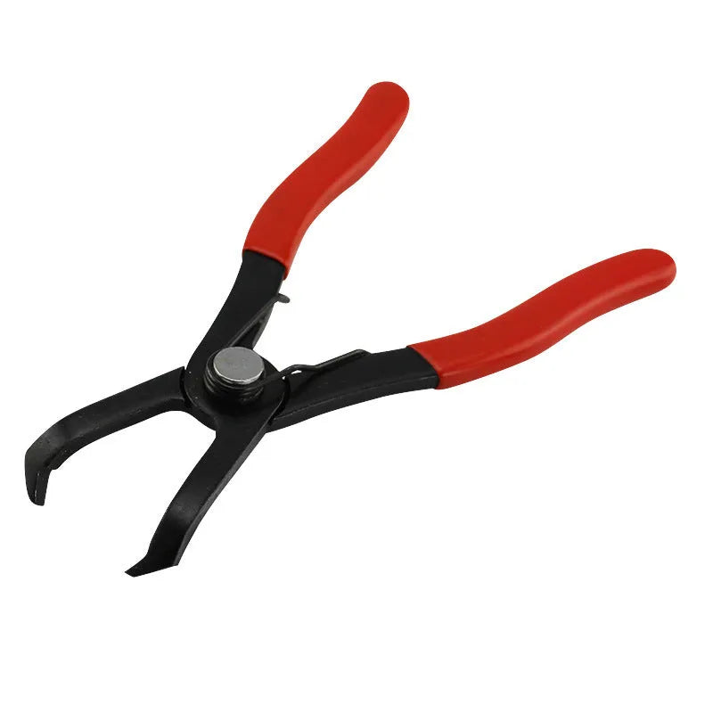 Red interior round nail removal pliers with PVC handles and adjustable jaws