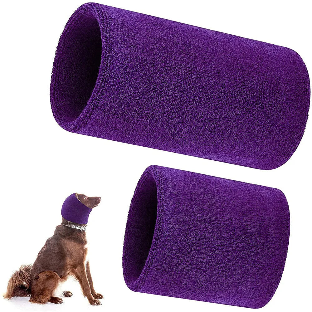 New Pet Thickened Beauty Earmuffs warm pet ears in blue colour on a dog