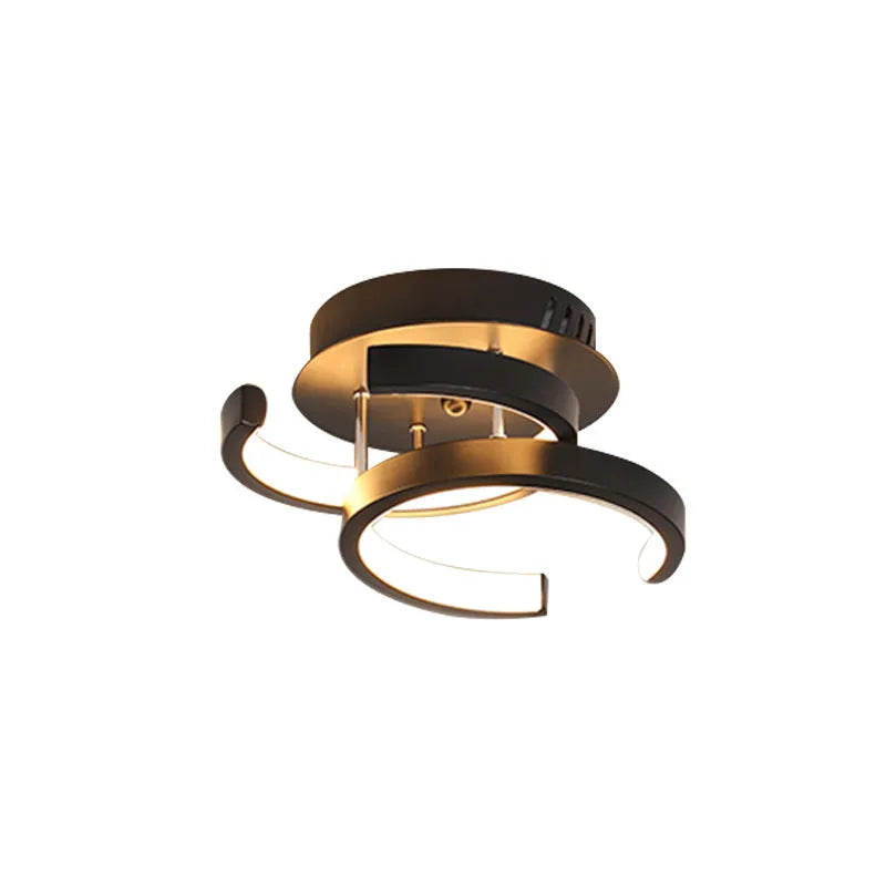 Three styles of commercial LED corridor lights: black double semicircle, white double circle, and white bipartite designs