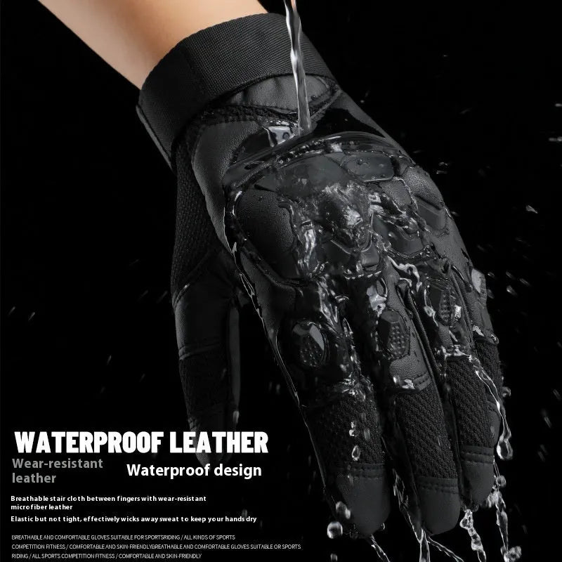 Men's black tactical training gloves with full finger design and touch screen fingertips
