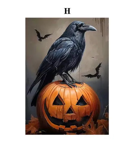Frameless canvas painting pumpkin Halloween ghost tea party decorative art 20x30cm
