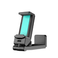 Foldable rotating universal smartphone stand in black, grey, or green colour on a flat surface