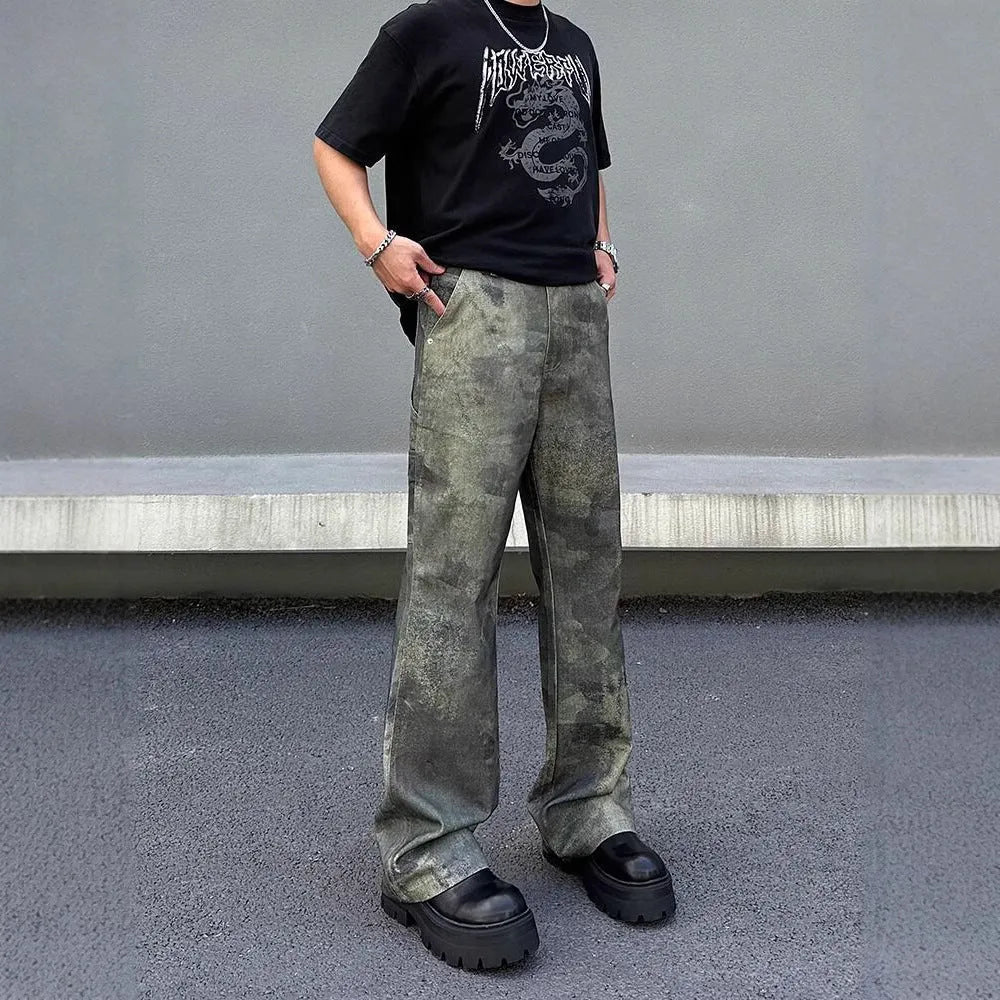 Men's straight leg camouflage jeans with digital pattern in picture colour