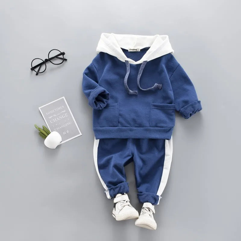 Boys two piece track suit long sleeve pants suit in blue on child spring autumn outfit