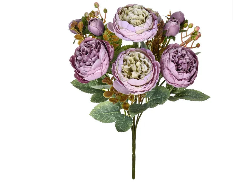 Artificial silk peony bouquet in five colour options for wedding and home decoration