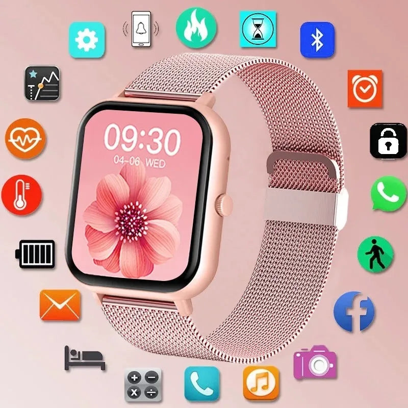 ZL54C smart watch with AMOLED touch screen showing heart rate and blood oxygen readings