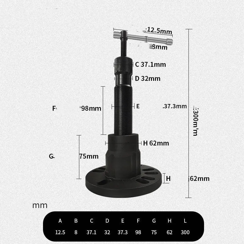 Chrome vanadium steel brake drum removal tool with three style options: A for tricycles, B and C for cars.
