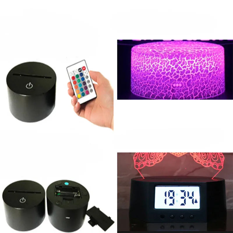 Shark Series 3D table lamp with acrylic light plate and remote control showing colour changing capability