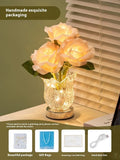 Modern crystal flowers rechargeable touch table lamp with dimming function on bedside table