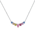 925 sterling silver necklace with colourful water drop zircon pendant and adjustable clavicle chain