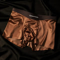 Men's colourblock ice silk seamless boxer shorts in blue, brown, gray, and white
