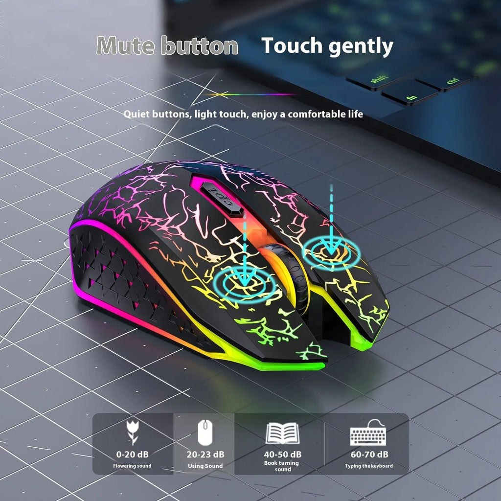 Black and white dual-mode wireless gaming mouse with luminous breathing lights and charging cable