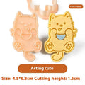 Plastic 3D cartoon puppy biscuit mould showing seven style variations including birthday hat and swimming ring designs