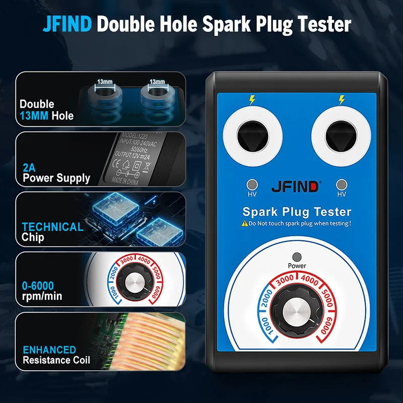 Car double hole plug ignition system detector for spark plug testing with American and European standard compatibility