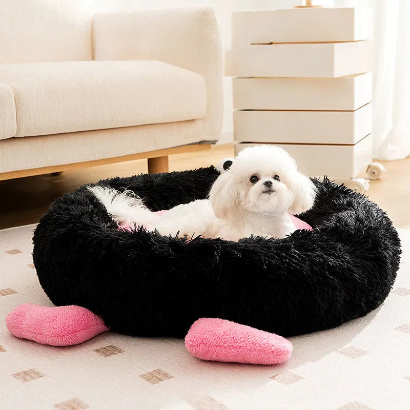 Elf briquette design plush kennel sleeping mat for pets in blue colour with raised sides