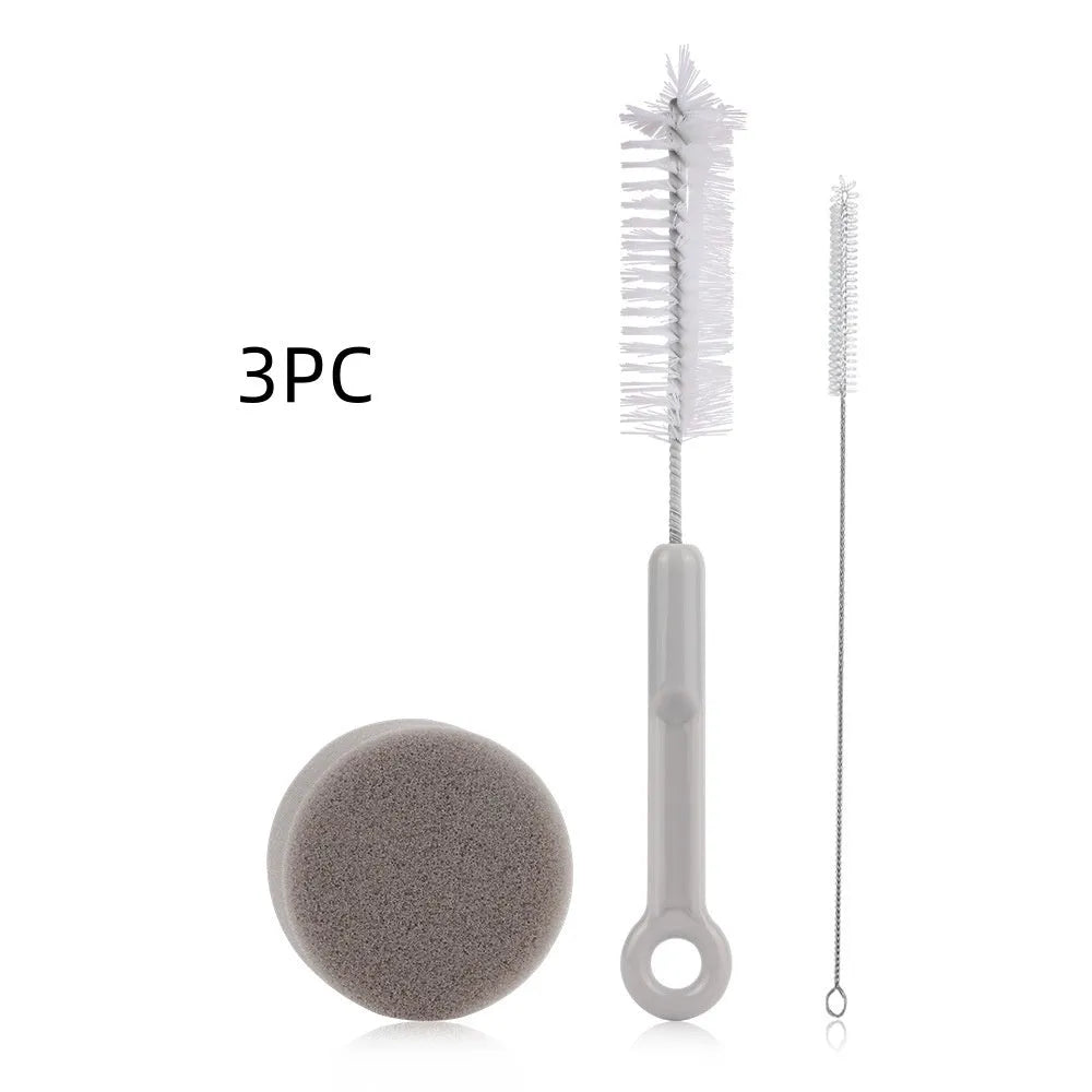 Cylindrical plastic water pump with three cleaning brushes for pet dispensers