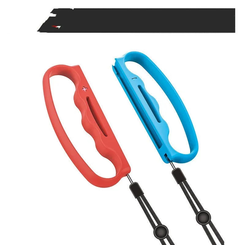 Black and coloured Nintendo Switch Joy-Con grip attachments with hand rope security straps