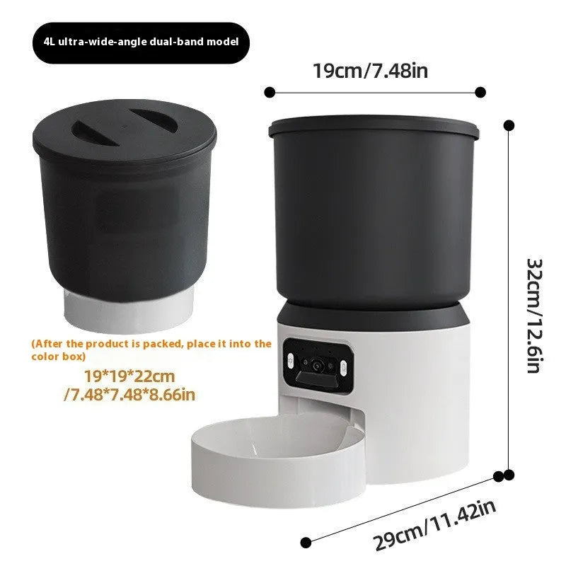 4L smart pet feeder with WiFi remote monitoring and camera options for cats and dogs