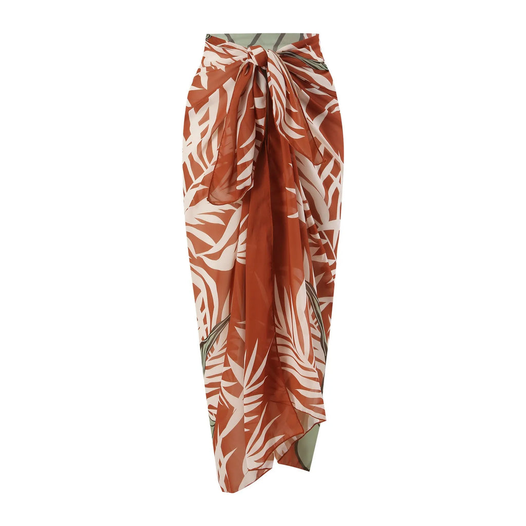 Women's push up high waist bikini swimsuit with chiffon dress cover-up in three colour options