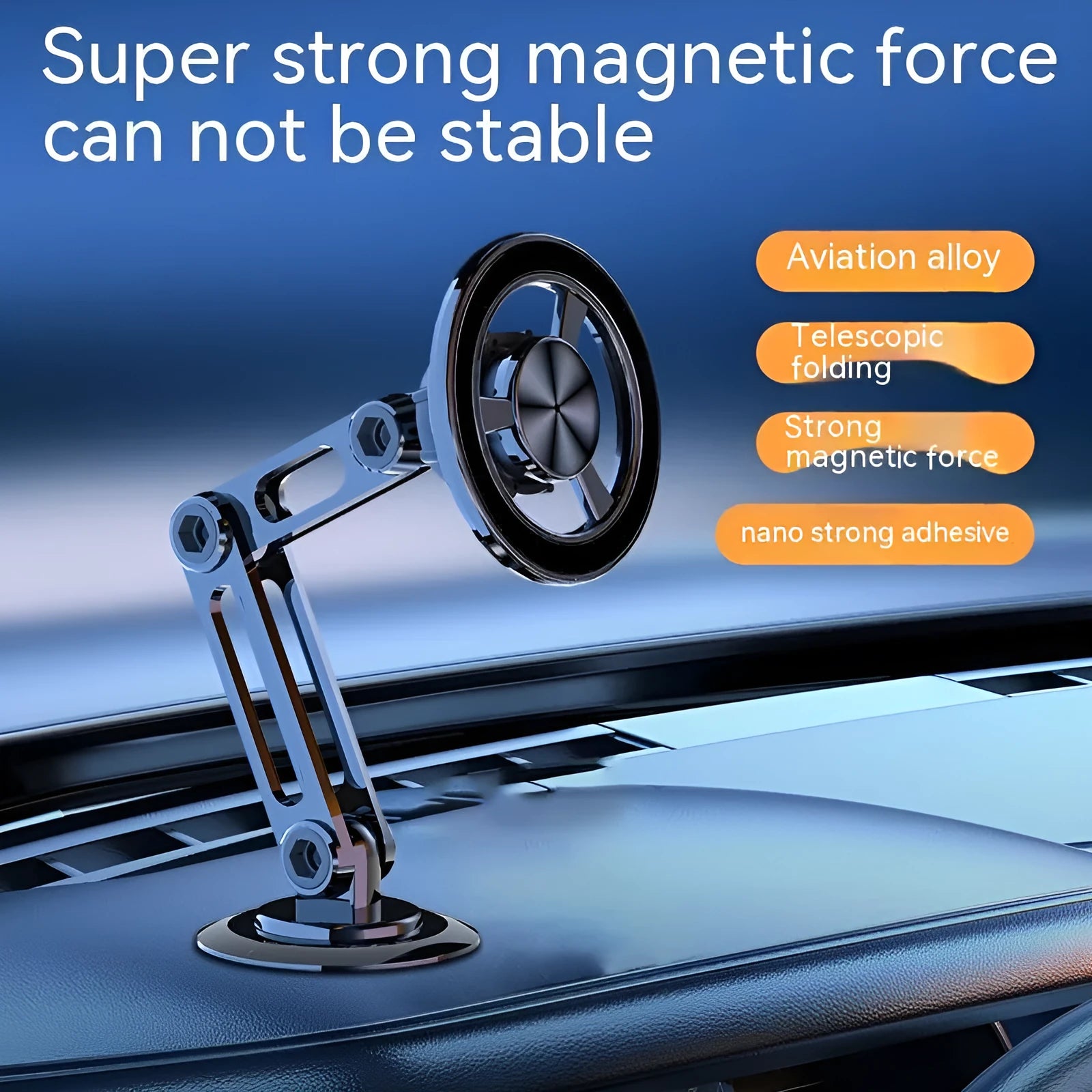 All-metal magnetic car phone holder in multiple colour options with magnetic rings and spare adhesives