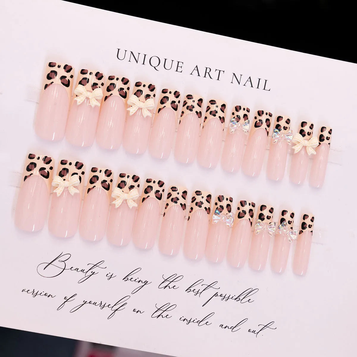 Leopard print pattern butterfly design nail art stickers for manicure decoration.