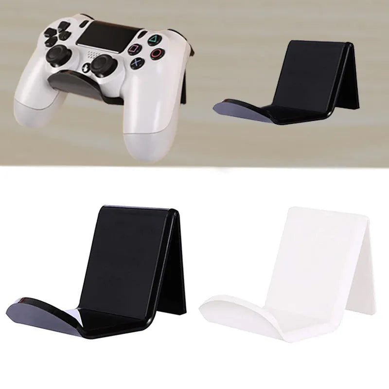 Universal game controller bracket accessory shown in black, white, and transparent colour options