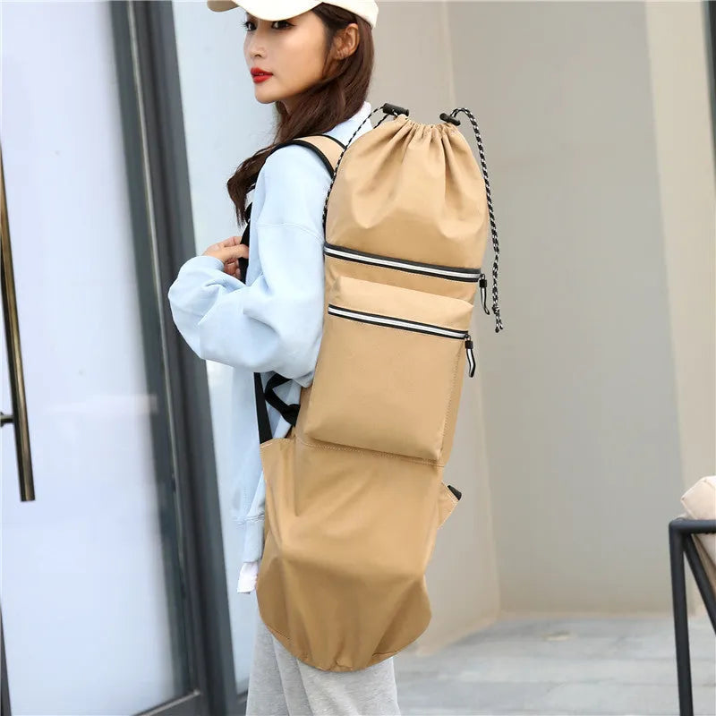 Large waterproof nylon skateboard bag with shoulder strap for longboards and fishing rods
