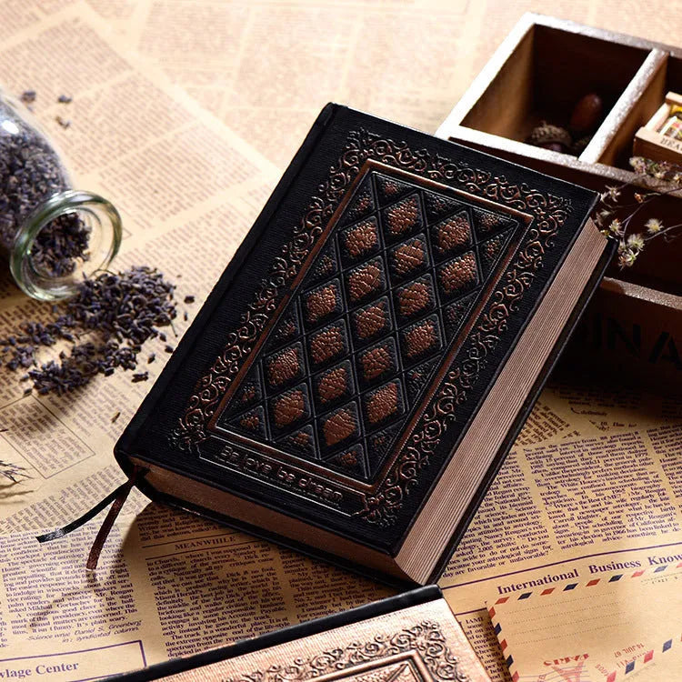Embossed faux leather notepad with three-dimensional cover design in bronze colour