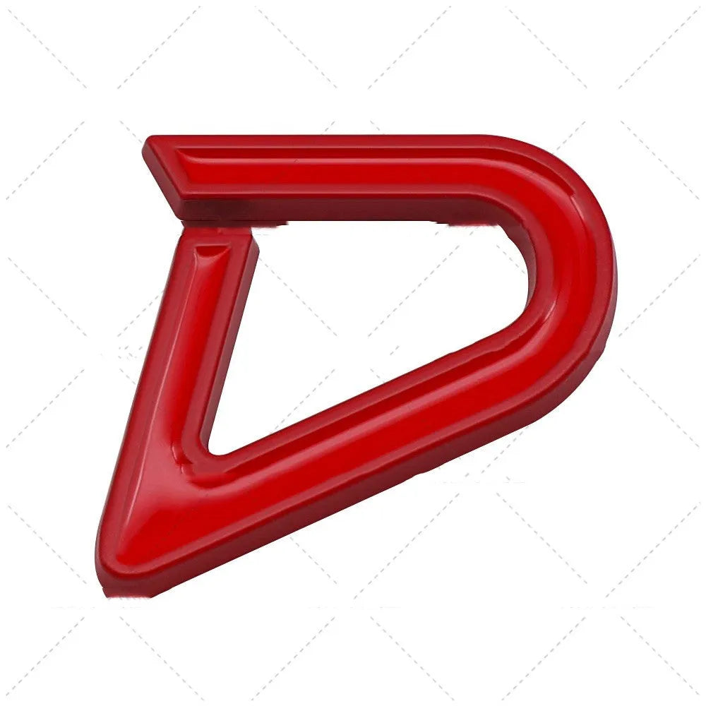 Metal decorative SD pattern car bumper sticker in red and silver colour combination