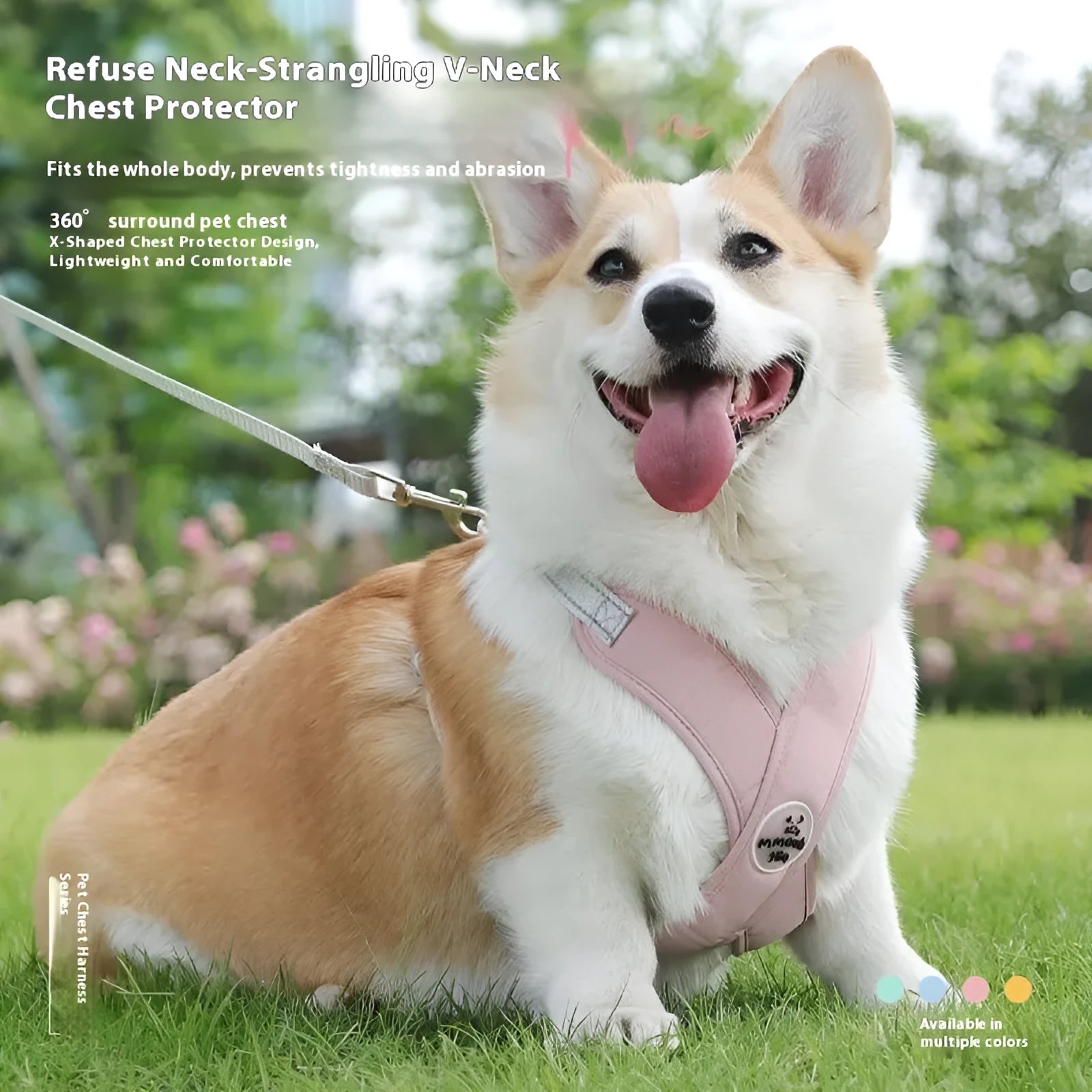 Pet walking vest and hand holding rope set in multiple colours with adjustable sizing