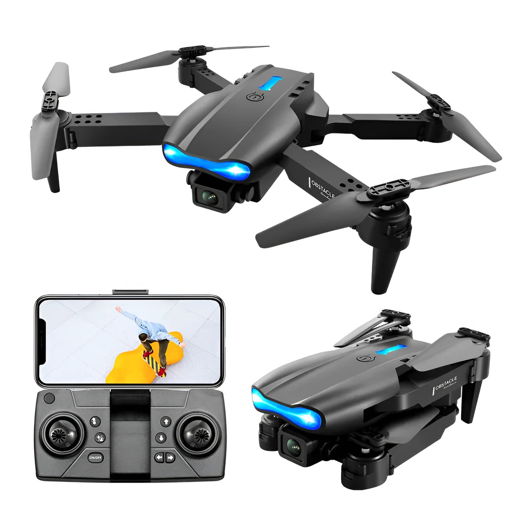 4K dual camera drone with three-sided obstacle avoidance, black, folded size 13x7x5.5 cm