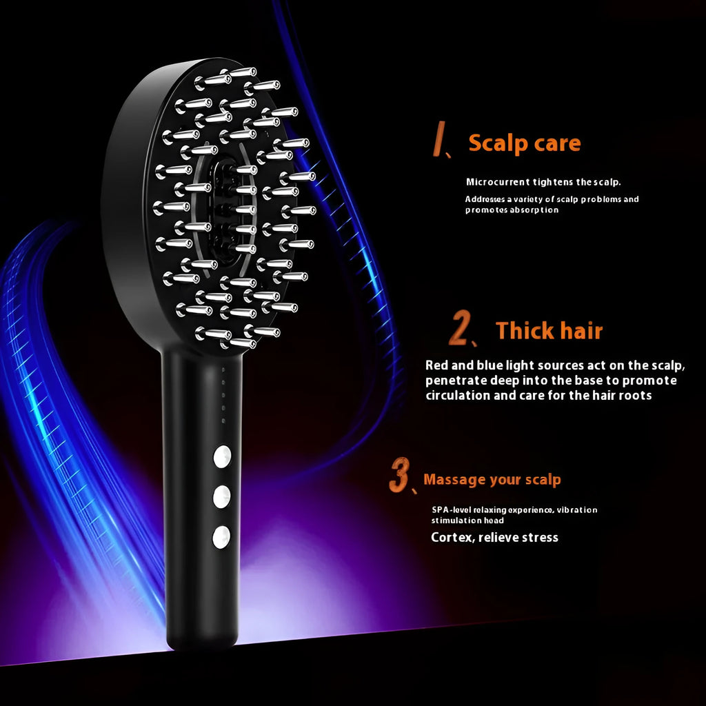 Black scalp medicine supplying device with vibration massage function on white background