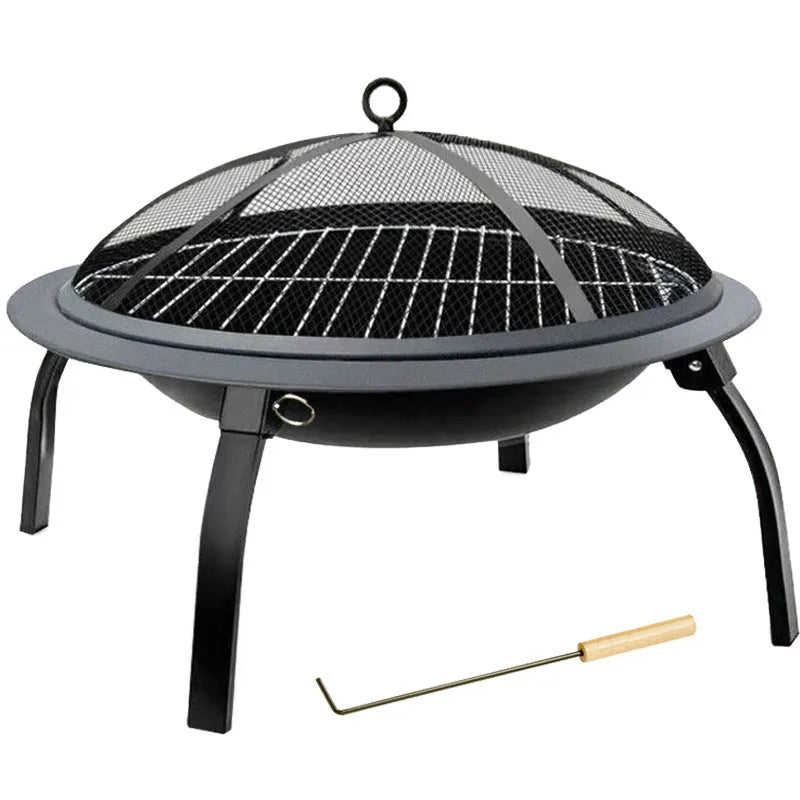Folding BBQ grill with charcoal heating, standard size for 3-5 people, electrophoresis finish