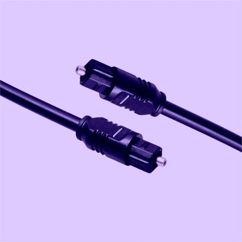 Black Toslink optical audio cable with square connectors, 2 metre length