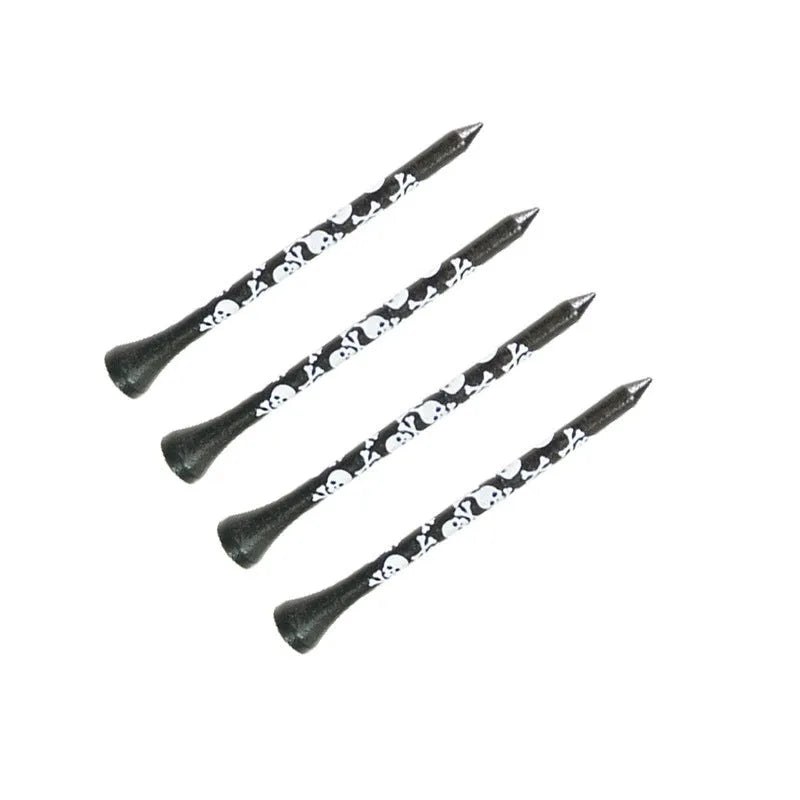 Black skull print bamboo golf dowel pins in 70mm and 83mm lengths