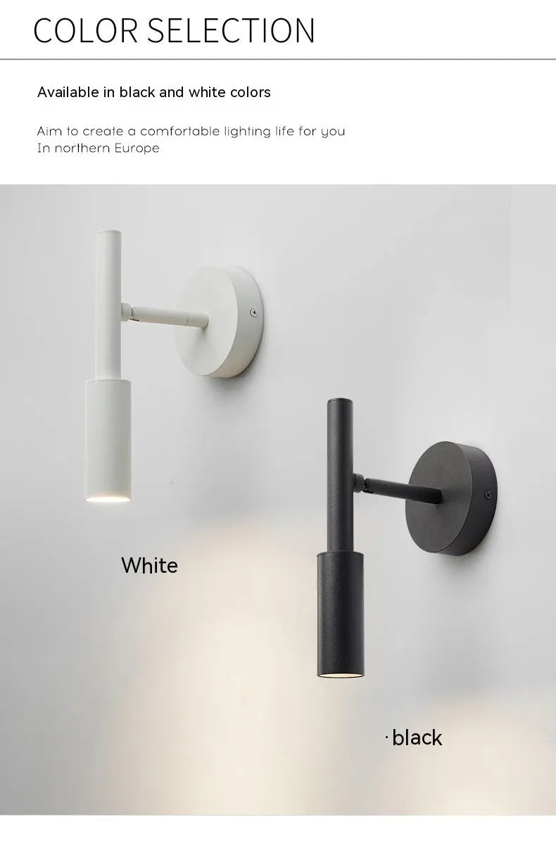 Modern wrought iron wall lamp with three-colour lighting in black or white finish