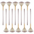 10 professional facial fan brushes with champagne finish and protective covers for mask and makeup application