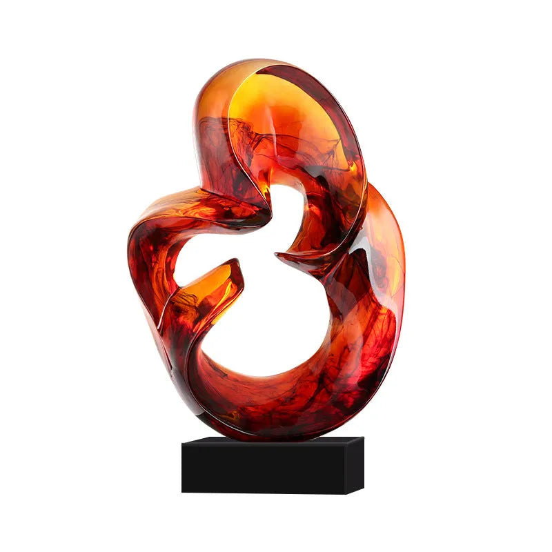 Transparent glass resin craft ornament in modern minimalist sculptural style